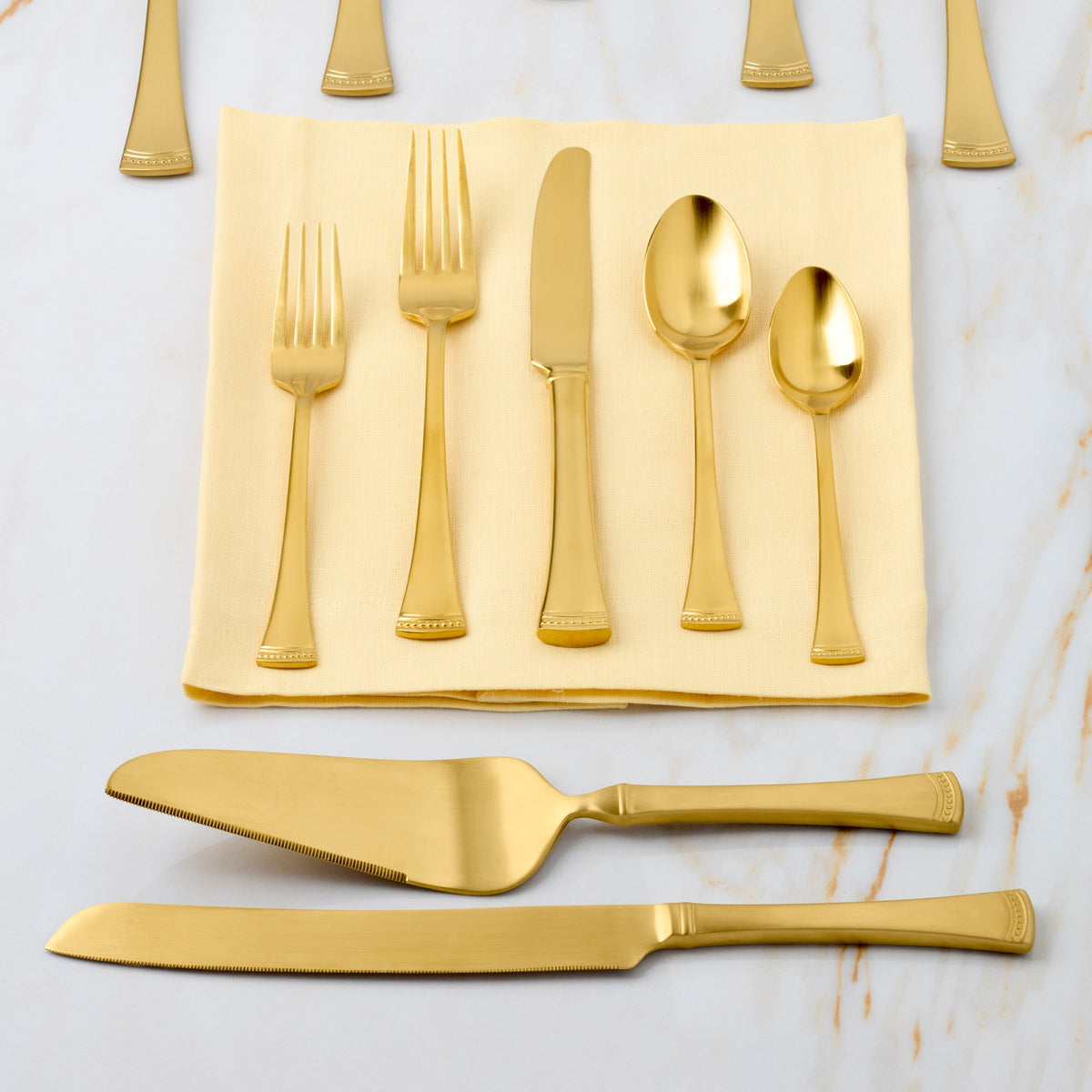 Portola Gold Satin 2 Piece Dessert Set
