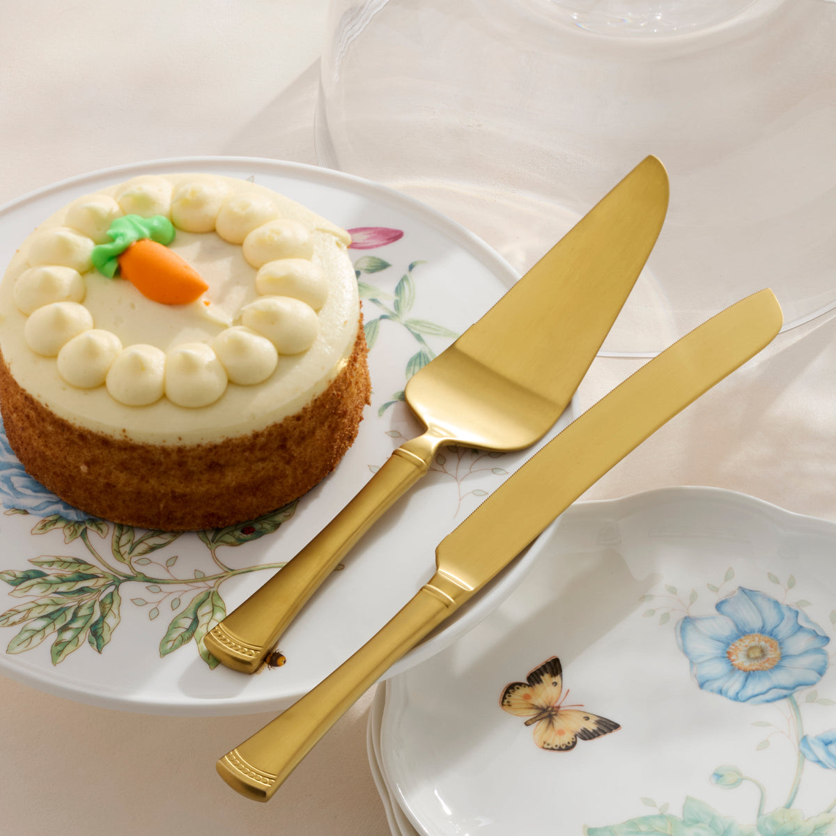 Portola Gold Satin 2 Piece Dessert Set