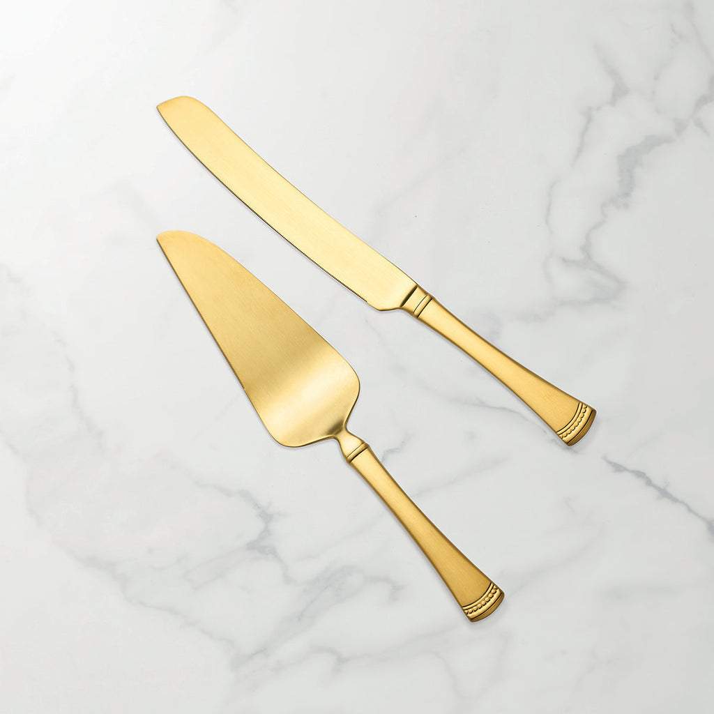 Portola Gold Satin 2 Piece Dessert Set