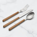 24 Seven Mirror Faux Wood Handle 12 Piece Flatware Set